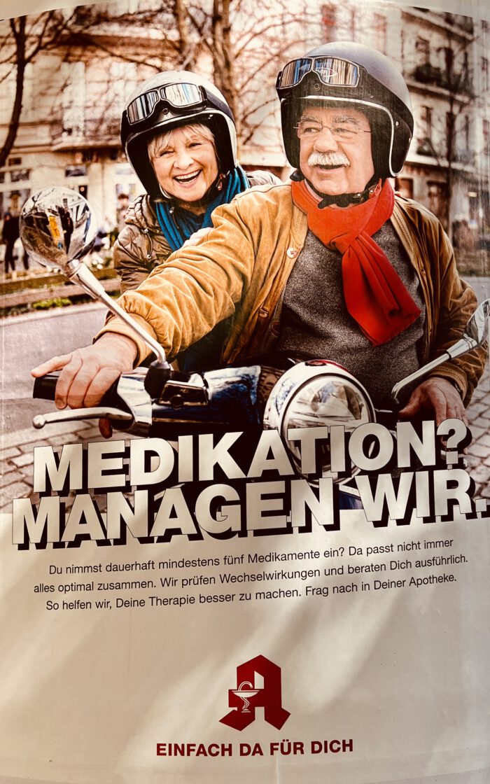 Plakat für die Werbung zur neuen Dienstleistung der Apotheken. Ersetzen Apotheker nun ärztliche Leistungen?